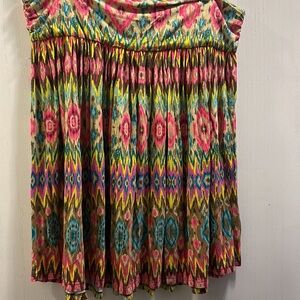 Lane Bryant Pull On Skirt. Elastic Waist Multi color Size 14/16 Rayon/Spandex